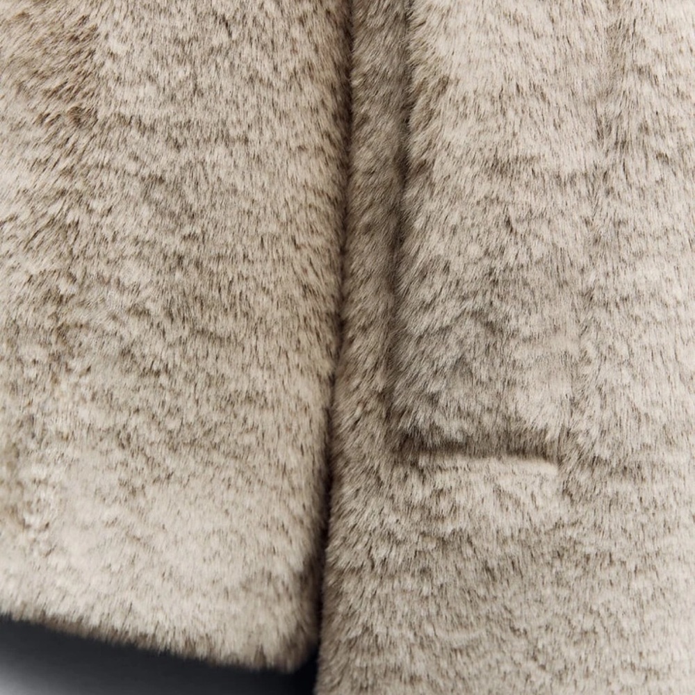 ZARA Beige Faux Shearling Teddy Coat - Picture 4 of 4